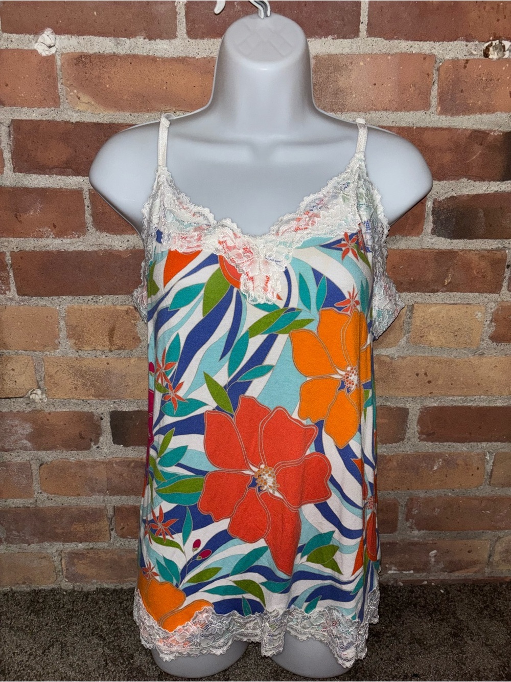 Lane Bryant Floral Lace-Trim Babydoll Camisole Tank Top - Multicolor